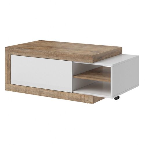 Table Basse Design Extensible Collection Sinatra Avec Plateau En Parti Vitr. Couleur Chne Fonc Et Noir Mat.