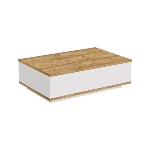 Table Basse Effet Bois Beige, Blanc 90x60 H29 Cm