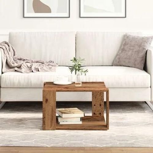 Table Basse En Bois Ancien 51,5x51,5x30 Cm | Style Rustique, Compacte, Gain De Place, Multifonctionnelle