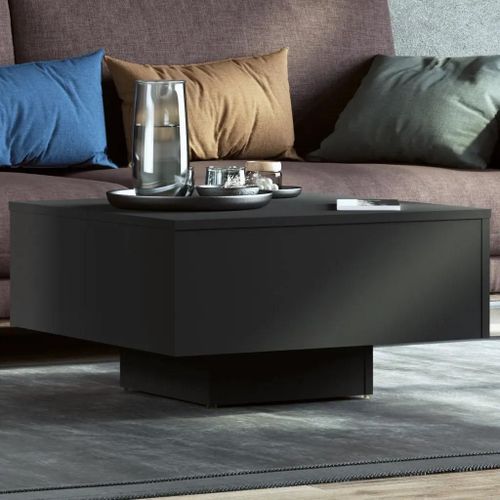 Table Basse En Bois D'ingenierie Noir | 60x60x31,5 Cm, Compacte, Design Intemporel, Surface Robuste