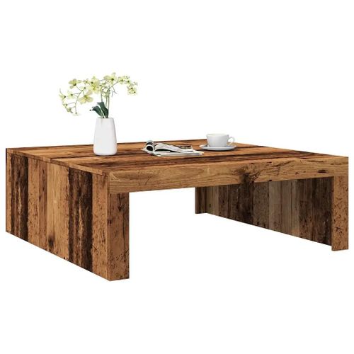 Table Basse En Bois D'ingenierie Vieux Bois | 100x100x35 Cm, Design Intemporel, Surface Lisse Et Resistante, Multifonctionnelle