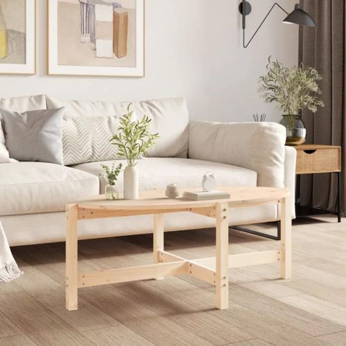 Table Basse En Bois Massif De Pin 118x63x45 Cm | Plateau Pratique, Cadre Robuste, Style Rustique, Gain De Place