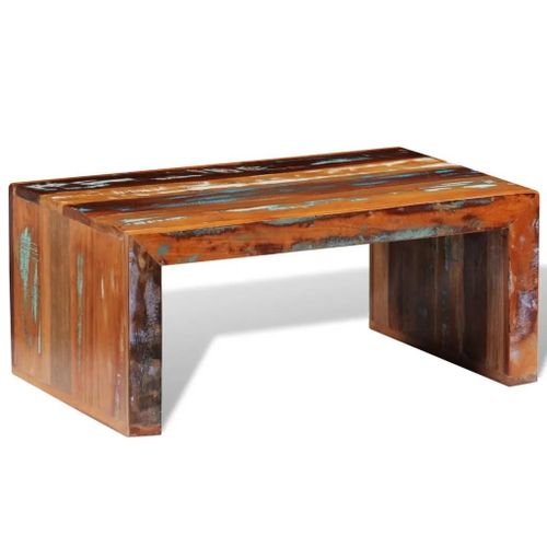 Table Basse En Bois Recycle | Teck, Acacia Ou Manguier, Dessus Solide, Style Retro Unique, Gain D'espace