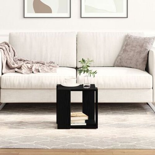 Table Basse En Chene Noir Mdf | 32 X 32 X 30 Cm, Design Minimaliste, Compact, Gain De Place, Multifonctionnel