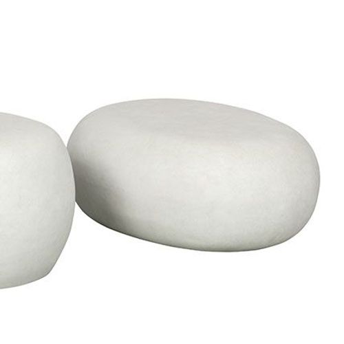Table Basse Galet 65x49x31 Cm En Fibre D'argile Blanc