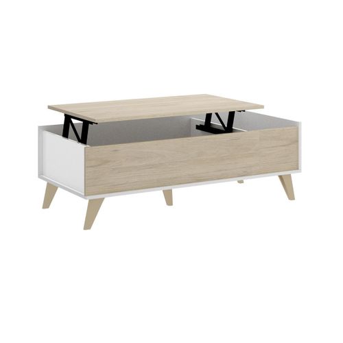 Table Basse Relevable Kolyma - 1 Niche - Coloris : Chne & Blanc