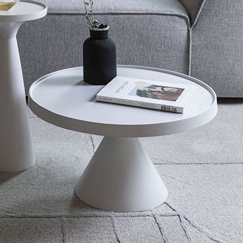 Table Basse Ronde 60x60x33 Cm En Aluminium Blanc - Floss