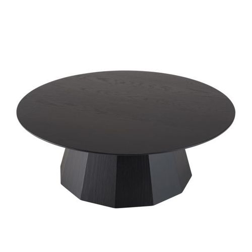 Table Basse Ronde 90x32,5 Cm Dcor Chne Noir Et Mtal - Radja