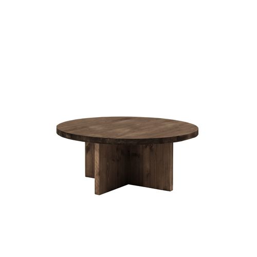 Table Basse Ronde En Bois De Sapin Marron 60x33,2cm