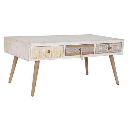 Table Basse Style Boho Naturel, Blanc Sapin, Coton, Table Caf 110 Cm