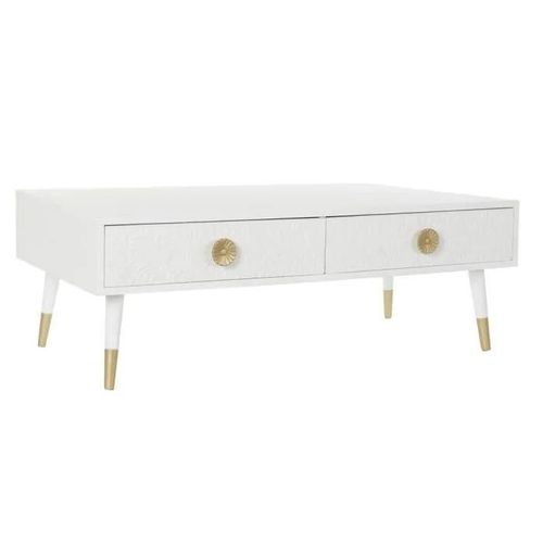 Table Basse Style Indien Dor, Blanc Mdf, Table Caf, Sapin 120 Cm