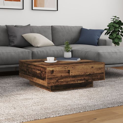 Table Basse Vidaxl Avec Lumires Led En Bois Ancien 80x80x31 Cm