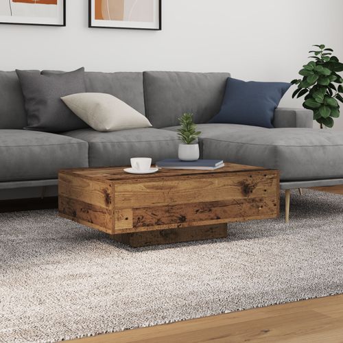 Table Basse Vidaxl Avec Lumires Led En Bois Ancien 85x55x31 Cm