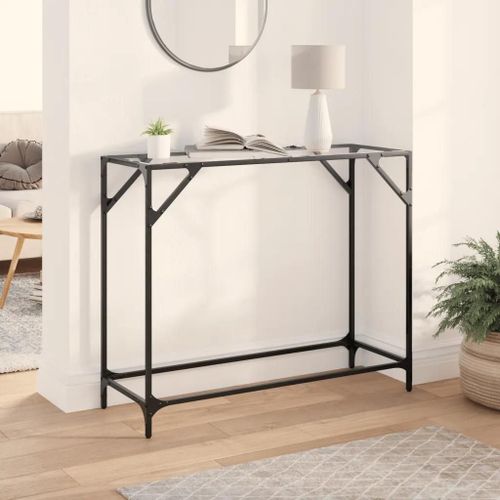 Table Console Avec Dessus En Verre Transparent 98x35x81cm | Cadre En Acier Inoxydable, Design Moderne, Gain De Place, Multifonctionnel