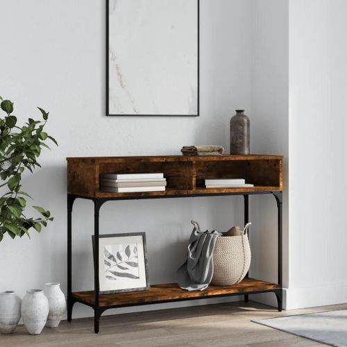 Table Console En Chene Fume 100x30,5x75 Cm | Bois D'ingenierie, Compacte, Gain De Place, Multifonctionnelle Pour Entree Ou Salon