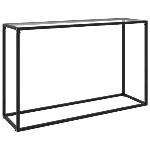 Table Console En Verre Trempe Et Acier | 120x35x75 Cm, Design Elegant, Compacte, Gain De Place, Facile A Nettoyer