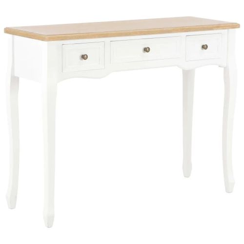 Table Console Et Coiffeuse En Mdf Et Pinede | 3 Tiroirs, Compacte, Gain De Place, Multifonctionnelle Pour Salon/Chambre