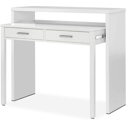 Table Console Extensible Convertible En Bureau Coloris Blanc Artik - Longueur 98,5 X Hauteur 87,5 X Profo