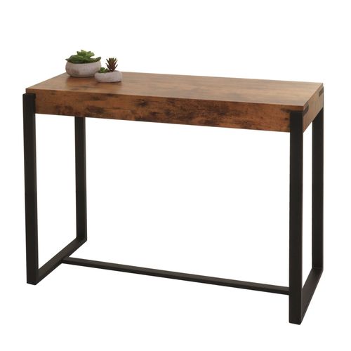 Table Console Hwc-L53, Table De Tlphone Table De Travail Table D'appoint Table De Rangement, Mtal 81x100x40cm   Chne Sauvage Fonc