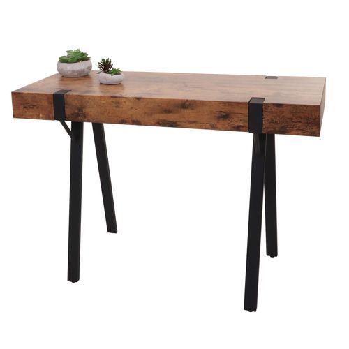 Table Console Hwc-L54, Table De Tlphone Table De Travail Table D'appoint Table De Rangement, Mtal 75x100x40cm   Chne Sauvage Fonc