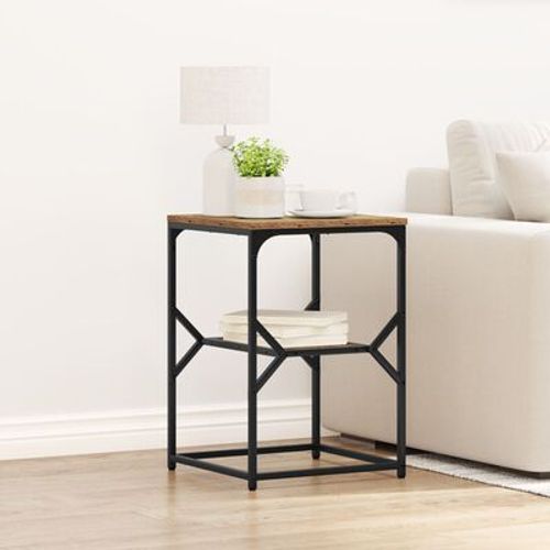 Table D'appoint En Bois Ancien Vidaxl | 41x40x60 Cm, Bois D'ingenierie, Compact, Gain De Place, Style Industriel, Plateau En Bois Massif Recupere, Cadre En Acier Noir