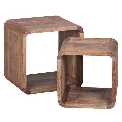 Table D'appoint Lot De 2 Bois Massif Table Gigogne Basse Salon Moderne