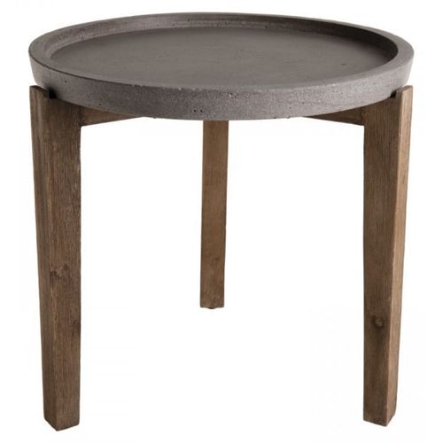 Table D'appoint Ronde Bton 50x50cm Pieds Acacia Naturel