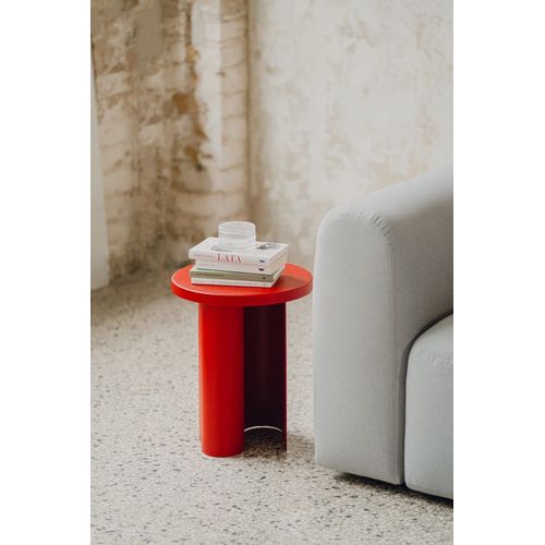 Table D'appoint Ronde En Acier Avec Cachette, Gris