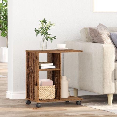 Table D'appoint Vidaxl Avec Roulettes En Bois Ancien 50x30x55 Cm En Contreplaqu