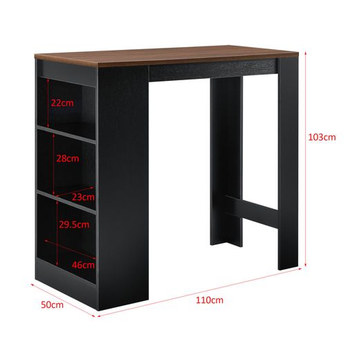 Table De Bar Avec Rangement Table Bistro Haut Avec 3 tagres Panneaux De Particules 110 X 50 X 103 Cm Noir Et Effet Noyer [En.Casa]