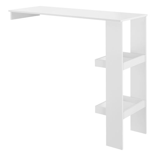 Table De Bar Design Avec 2 Compartiments De Rangement Table Bistrot Murale Panneau De Particules Mlamin 120 X 45 X 106 Cm Blanc [En.Casa]