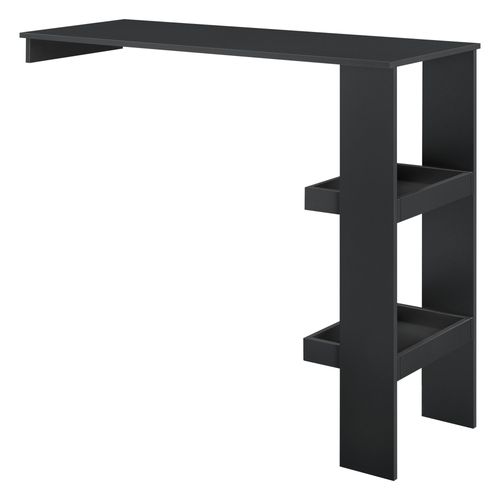 Table De Bar Design Avec 2 Compartiments De Rangement Table Bistrot Murale Panneau De Particules Mlamin 120 X 45 X 106 Cm Noir [En.Casa]
