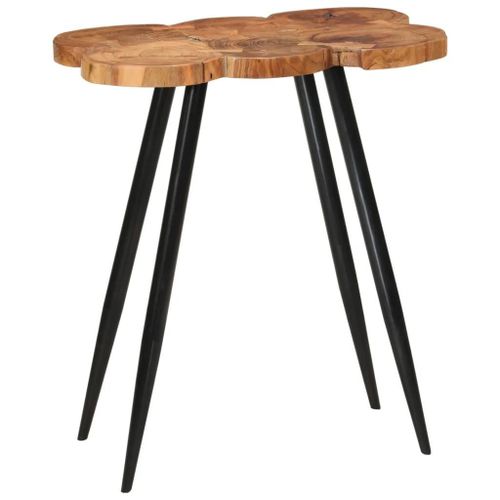 Table De Bar En Bois D'acacia Massif | 90x54x105 Cm, Pieds En Fer, Design Rustique Et Industriel, Stable Et Durable, Gain De Place