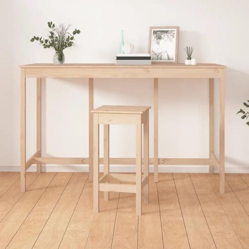 Table De Bar En Bois Massif De Pin | 180x80x110 Cm, Compact, Cadre Stable, Dessus Robuste, Gain De Place