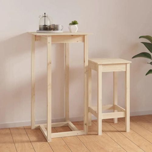 Table De Bar En Bois Massif De Pin 60x60x110 Cm | Cadre Stable, Dessus Robuste, Multifonctionnel