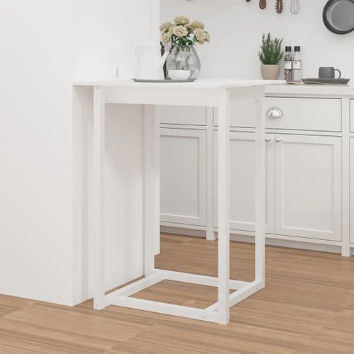 Table De Bar En Bois Massif De Pin | 80x80x110 Cm, Blanc, Cadre Stable, Dessus Robuste, Multifonctionnel