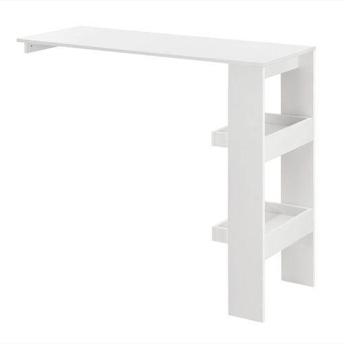 Table De Bar Style Avec Compartiments De Rangement Table Bistrot Murale Panneau De Particules Mlamin 120 X 45 X 106 Cm Blanc [En.Casa]