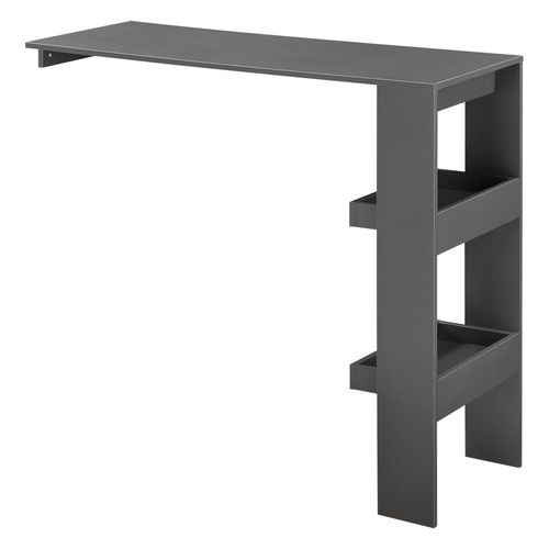 Table De Bar Style Avec Compartiments De Rangement Table Bistrot Murale Panneau De Particules Mlamin 120 X 45 X 106 Cm Gris Fonc [En.Casa]