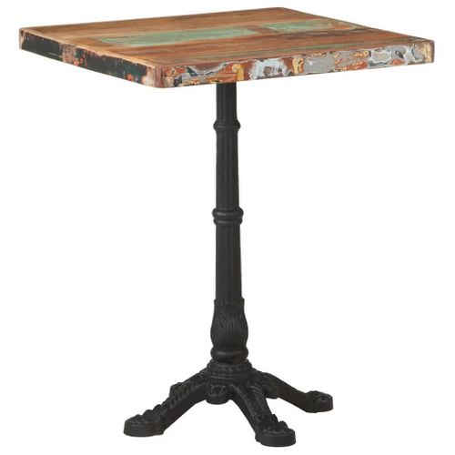 Table De Bistro 60x60x76 Cm En Bois Massif De Recuperation | Pin, Teck Ou Chene, Base En Fonte, Stable, Unique
