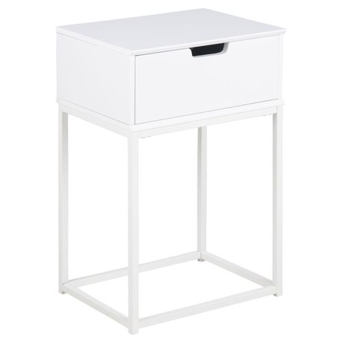 Table De Chevet 1 Tiroir En Mdf Et Mtal - Blanc