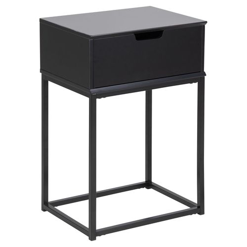 Table De Chevet 1 Tiroir En Mdf Et Mtal - Noir
