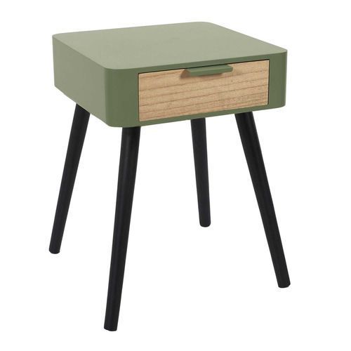 Table De Chevet 1 Tiroir En Mdf - Vert Kaki