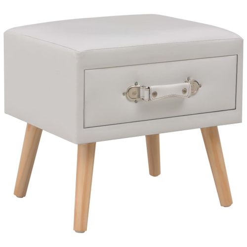 Table De Chevet Blanc 40x35x40 Cm Similicuir
