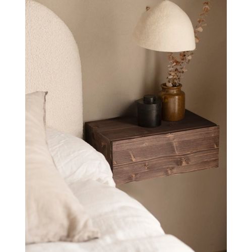 Table De Chevet Flottante En Bois De Sapin Marron 40x15cm