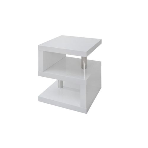 Table De Chevet Lylia Ii - Mdf Laqu Blanc - Avec Leds - Blanc