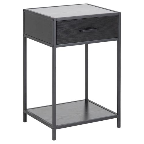 Table De Chevet Ou D'appoint 1 tagre Et Un Tiroir En Mdf Et Mtal - Noir