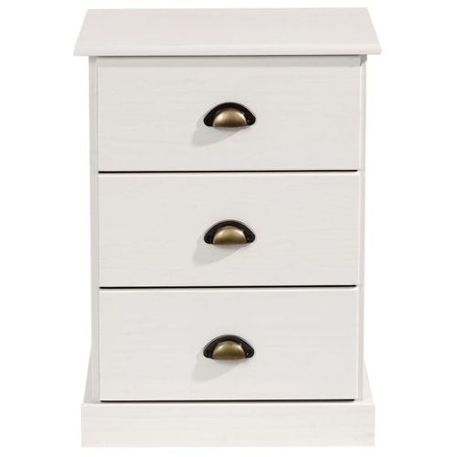 Table De Chevet Paris Table De Nuit Avec 3 Tiroirs Pin Massif Lasur? Blanc