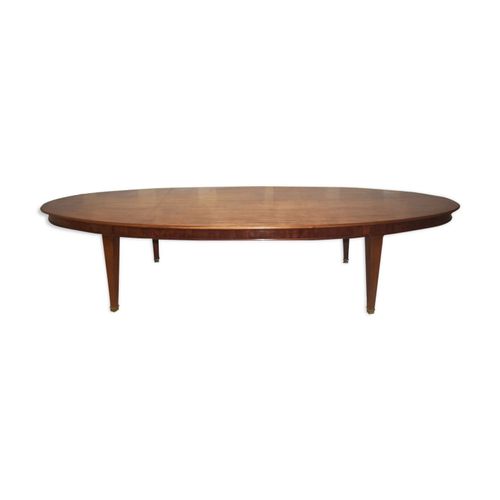 Table De Confrence 1940 Ovale Pieds Gaine Sabots Laiton Bois