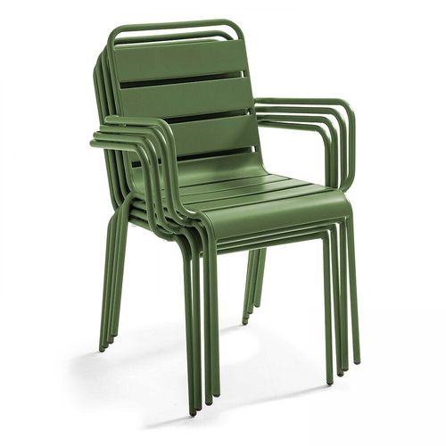 Table De Jardin Et 2 Fauteuils En Mtal Vert Cactus