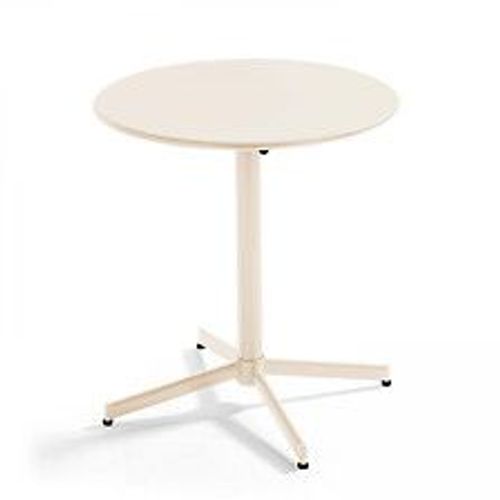 Table De Jardin Ronde Bistro Inclinable En Acier Ivoire 70cm